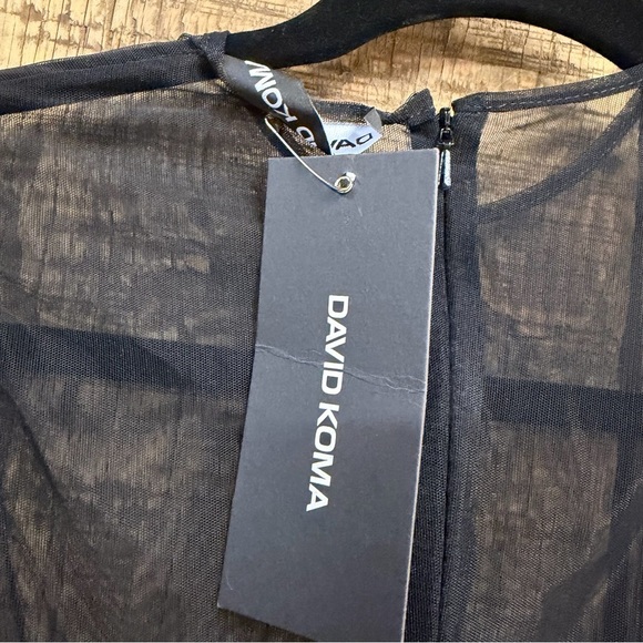 David Koma Wave Neckline Bodysuit Black Sheer Mesh top FWRD Revolve $775 sz 6 - Picture 8 of 11